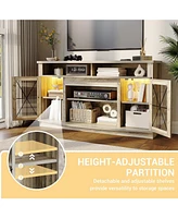 gaomon Farmhouse Tv Stand for Tvs up to 65'', TV Cabinet with 2 Acrylic Door