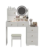 Slickblue Vanity Desk with Mirror and Lights for Stylish Beauty Organization and Illumination