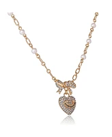 Juicy Couture Gold-Tone Pearl Heart Pendant Necklace