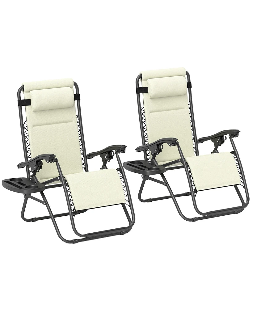 Outsunny Zero Gravity Lounge Chair Set Padded Outdoor Recliner