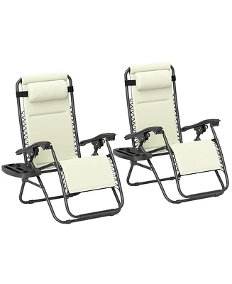 Outsunny Zero Gravity Lounge Chair Set Padded Outdoor Recliner
