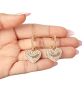 Juicy Couture Gold-Tone Heart Charm Hoop Earrings with Crystal Accents