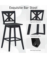 Gymax 4PCS Swivel Bar Stools 29'' Counter Height Chairs w/ Footrest