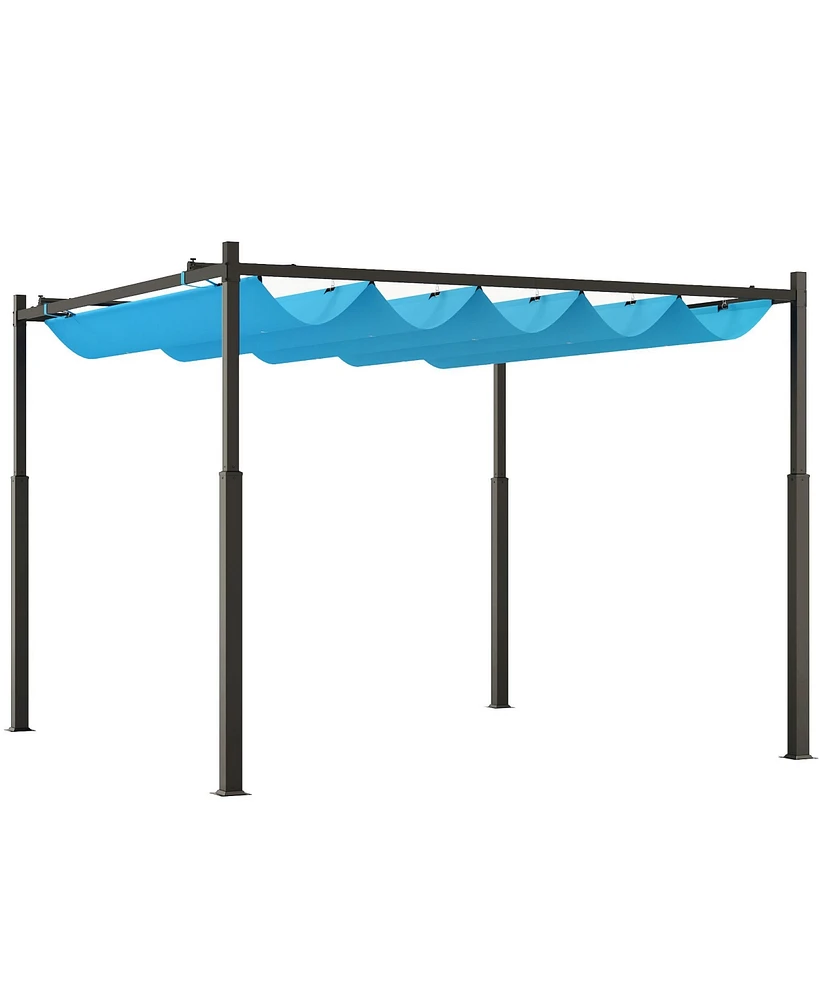 Outsunny 10' x 10' Retractable Pergola, UPF30+ Patio Pergola,