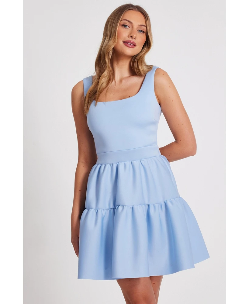 Quiz Women's Scuba Foam Tiered Skater Mini Dress