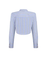 Nocturne Women's Striped Shirt with Shoulder Pad