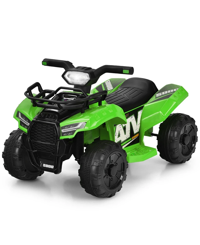 Gymax 6V 4 Wheels Atv Quad Ride On Car Kids Ride-On Toy w/ Music Horn Led Light Pink