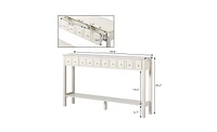 Slickblue Long Console Table Entryway Table with Different Size Drawers and Bottom Shelf