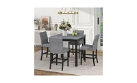 Slickblue 5-Piece Dining Set with Table, Stools with Footrest, and 4 Upholstered High-Back Chairs for Stylish Dining