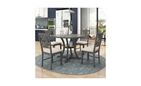 Slickblue 5-Piece Round Dining Table Set with 4 Fabric Chairs and Special-Shaped Table Legs for Unique Dining Style