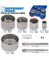 Xdovet 9PCS Concrete Hole Saw Kits with 2 Drill Bits and Sds Plus & Max Shank Hole Saw Tool Set for Concrete Cement Brick Stone Wall Drilling Kit Size