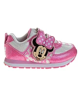 Disney Toddler and Little Girls Minnie Mouse Hook and Loop Light Up Sneakers