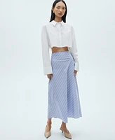 Mango Women's Striped Midi Skirt