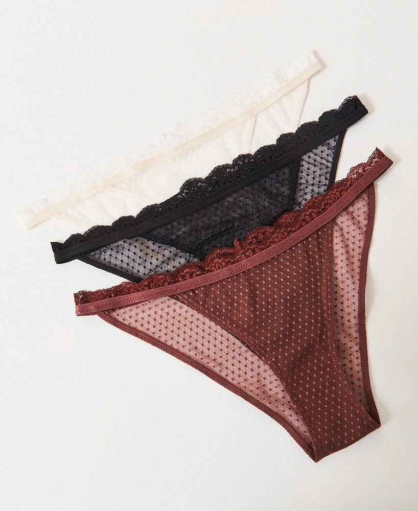 Free People Women's 3-Pk. Mid Week Bikini Underwear