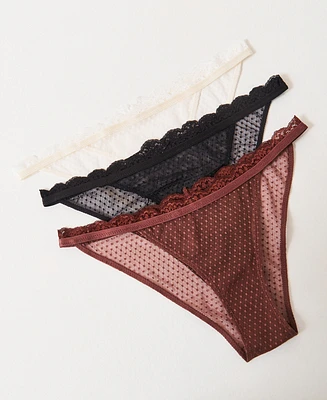 Free People Women's 3-Pk. Mid Week Bikini Underwear