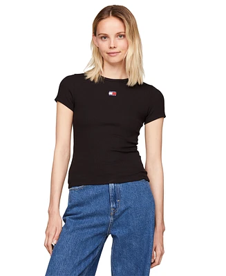 Tommy Jeans Women's Badge Logo Ribbed T-Shirt