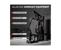 Er Kang Home Gym, Workout Station with 150LBS Weight Stack, Multifunctional Home Gym Equipment, Exercise Equipment for Full Body Strength Training