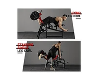 Er Kang Leg Extension and Curl Machine, Single Leg Extension, Lying Leg Curl, Standing Leg Curl, Adjustable Leg Exercise Bench with Plate Loaded, Leg
