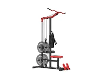 Er Kang Lat Tower, Lat Pull Down and Lat Row Cable Machine with ab crunch, High and Low Pulley Station with Ab Crunch Harness, Home Gym Back Exercise