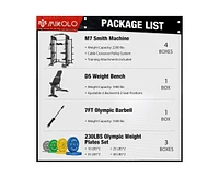 Er Kang M7 Smith Machine with Cable Crossover System, Multi-Function Squat Rack Power Cage for Home Gym, and Packages