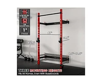 Er Kang 2.36" x Folding Wall Mounted Squat Rack, 1000 Pounds Capacity Power Rack with Pull Up Bar, J Hooks, Landmine and Other Attachments, Spac