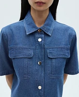 Mango Women's Cotton Denim Effect Shirt