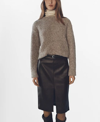 Mango Women's Round Neck Boucle Sweater