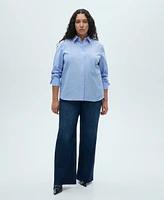 Mango Women's Regular Cotton Lyocell Blend Shirt