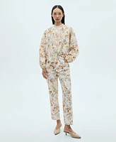 Mango Women's Floral Print Straight Pants