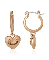 Juicy Couture Gold-Tone Heart Charm Hoop Earrings