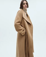 Mango Women's Belted Manteco Wool Coat