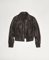 Mango Women's Leather Bomber Jacket