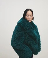 Mango Women's Fur-Effect Lapels Coat
