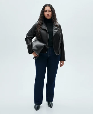 Mango Women's Leather-Effect Biker Jacket