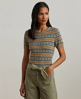 Lauren Ralph Women's Fair Isle Short-Sleeve Sweater