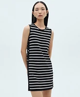 Mango Women's Metallic Buttons Striped Dress