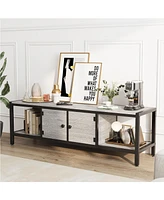 gaomon 65 Inch Tv Stand with Storage,TV Entertainment Center Up to 75 Inch TV,Wooden Tv Stand for Living Room, Bedroom,Grey