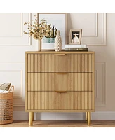 gaomon 3 Drawer Dresser for Bedroom, 30” Tall Dresser Organizer with Metal Legs, Modern Wood Chest of Drawers for Bedroom, Hallway, Home Office