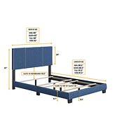 Boyd Sleep Lucelle Upholstered Platform Bed with Headboard, Mattress Foundation with Strong 4 Wood Slat Supports