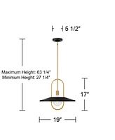 Possini Euro Design Bailey 19" Modern Pendant Ceiling Light Fixture Dining Room Over Table Kitchen Island Foyer Hanging Round Led Medium Black and Sof