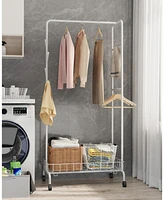 gaomon Garment Rack, Clothes Rack Standard Rod, Simple Rolling Metal Garment Rack