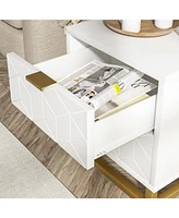gaomon Modern 2 Drawer Dresser for Bedroom, Large End Side Table Bedside Table with 2 Drawers, Wooden Night Stand with Metal Legs for Bedroom, Hallway