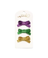 Child Girl Mardi Gras Bow Clip Set