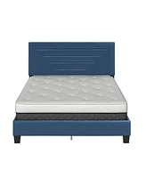 Boyd Sleep Luxe Upholstered Platform Bed with Headboard, Mattress Foundation with Strong 14 Wood Slat Supports