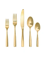 Fortessa Lucca Faceted Brushed Gold 20pc Flatware Set