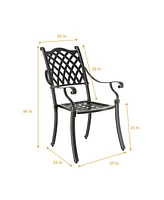 Patio Dining Chairs 2PCS Cast Aluminum Furniture Outdoor Metal Garden Chair for Indoor Bistro Balco