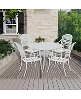 Boyel Living 5pcs Patio Dining Set Cast Aluminium Outdoor Dining Set Patio Bistro Set 4 Outdoor Dining Chairs and 47 Inches Round Dining Table for Bal