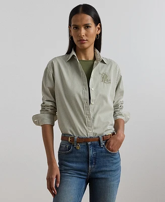 Lauren Ralph Women's Relaxed-Fit Striped Broadcloth Shirt
