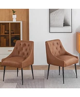 Dyhome Modern Dining Chairs Set of 2, Mid Century Kitchen Dining Chairs with 5.12” Cushions and Metal Legs, Upholstered Dining Chairs with Back