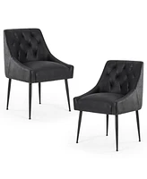 Dyhome Modern Dining Chairs Set of 2, Mid Century Kitchen with 5.12” Cushions and Metal Legs, Upholstered Back